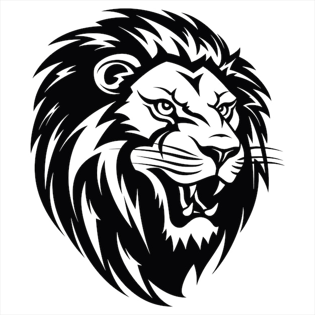 el poder gracioso el emblema del león vector negro ferozmente
