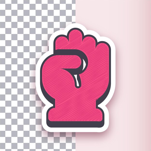 Poder vectorial versátil de pegatinas rojas o diseño de icono de puño con fondo personalizable