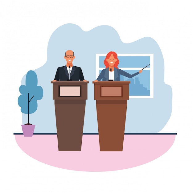Poderes de conferencias en el podio.