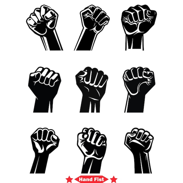 Poderosa silueta de puño de mano Pack gráficos dinámicos para diversas necesidades de diseño