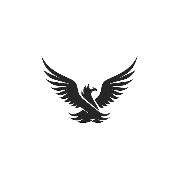 Poderoso pájaro Fénix Logotipo simbólico Pájaro con alas abiertas Concepto de diseño moderno del logotipo Fénix