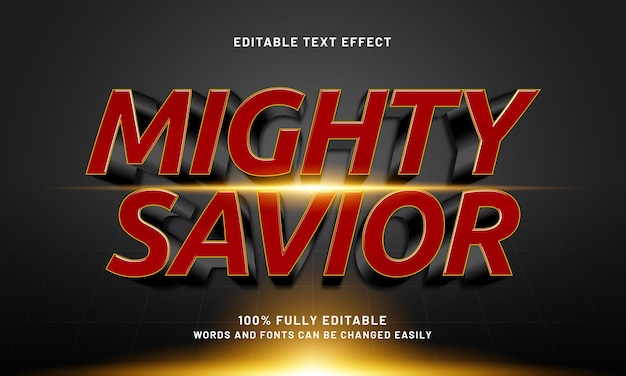 poderoso salvador efecto de texto editable con un héroe y estilo de texto súper