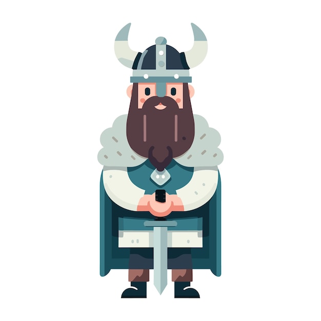Poderoso vikingo con espada Majestuoso guerrero vikingo sosteniendo una espada icónica