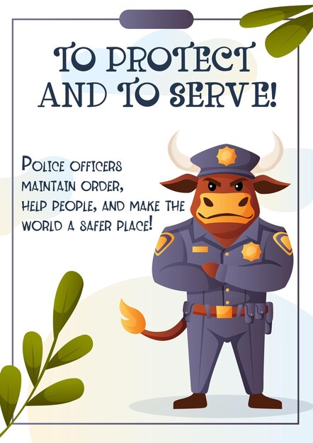 Poderoso volador vectorial de un oficial de policía en uniforme de servicio