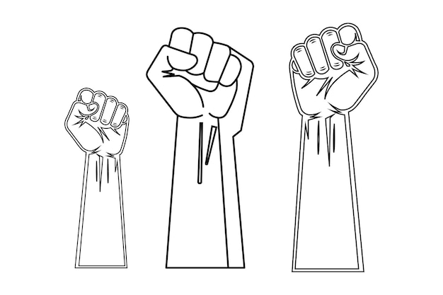 Poderosos signos de revolución del puño levantado para proyectos de diseño gráfico símbolo de poder del puño elevado