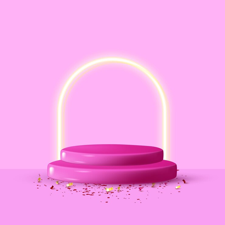 Podio 3d vacío con confeti para mostrar el producto