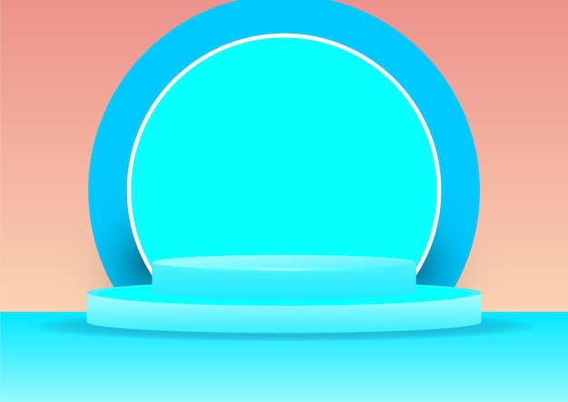 podio azul de vector libre con fondo rosa