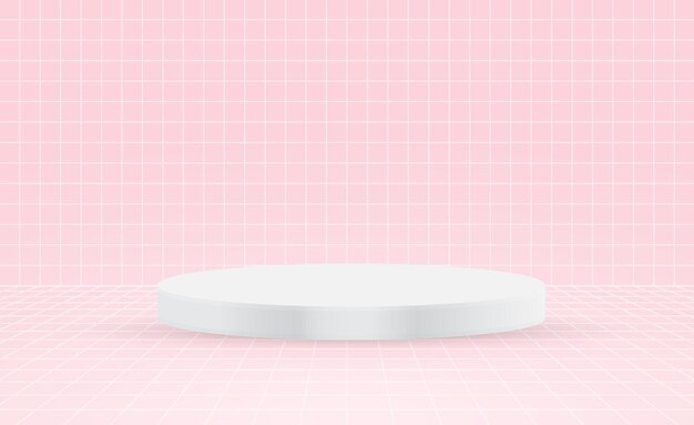 Podio blanco sobre fondo rosa Maqueta de presentación del producto Mostrar producto cosmético