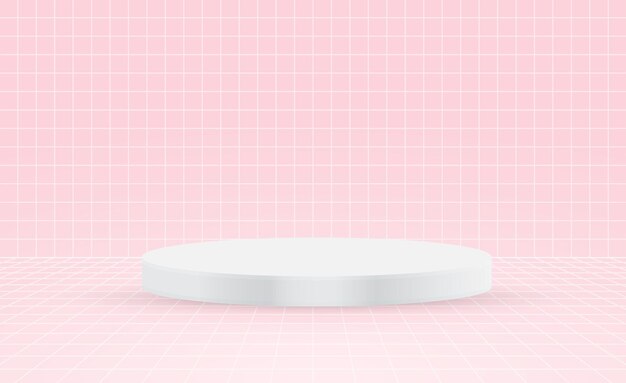 Podio blanco sobre fondo rosa maqueta de presentación del producto mostrar producto cosmético