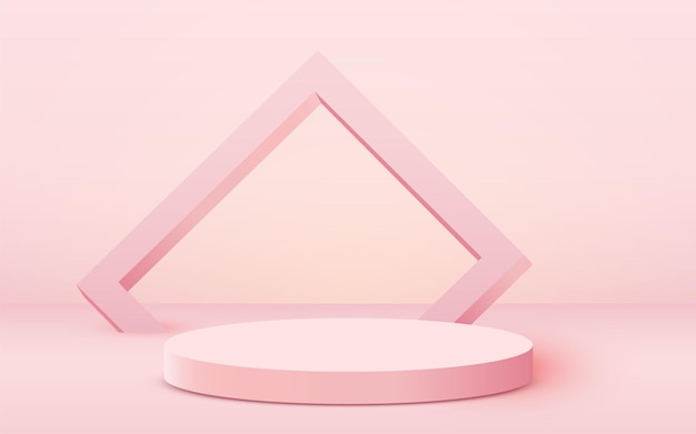 Podio de cilindro de fondo de escena abstracta sobre fondo rosa presentación de producto maqueta mostrar cosme ...