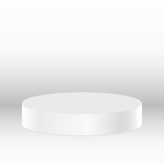 Vector podio circular blanco con pedestal redondo en blanco para una exhibición publicitaria de productos de lujo excepcional