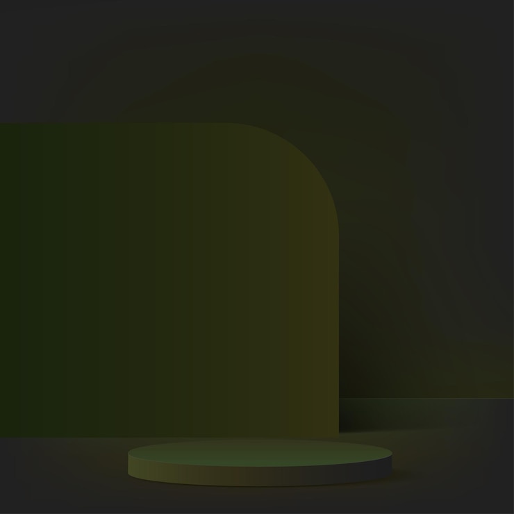 Vector podio de color verde oscuro 3d y escena de pared de color verde oscuro mínimo fondo abstracto mínimo de podio 3d ilustración vectorial