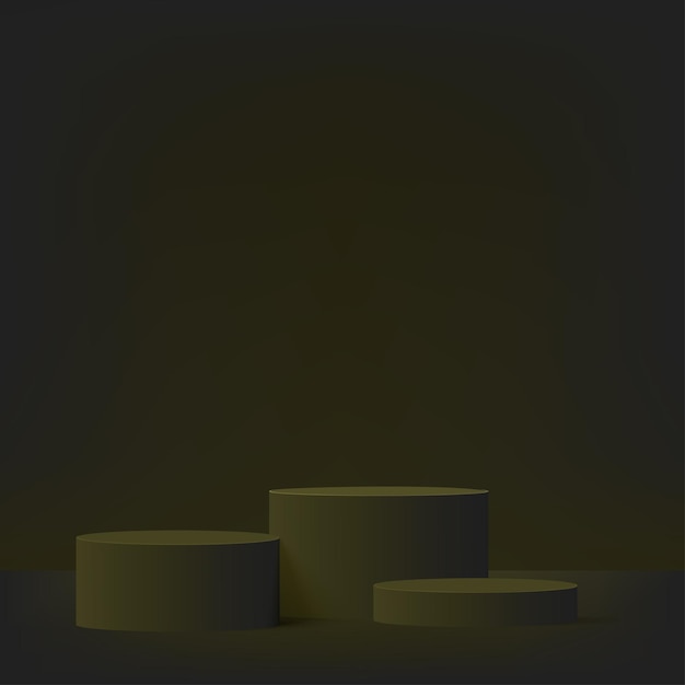 Podio de color verde oscuro 3d y escena de pared de color verde oscuro mínimo Fondo abstracto mínimo de podio 3d Ilustración vectorial
