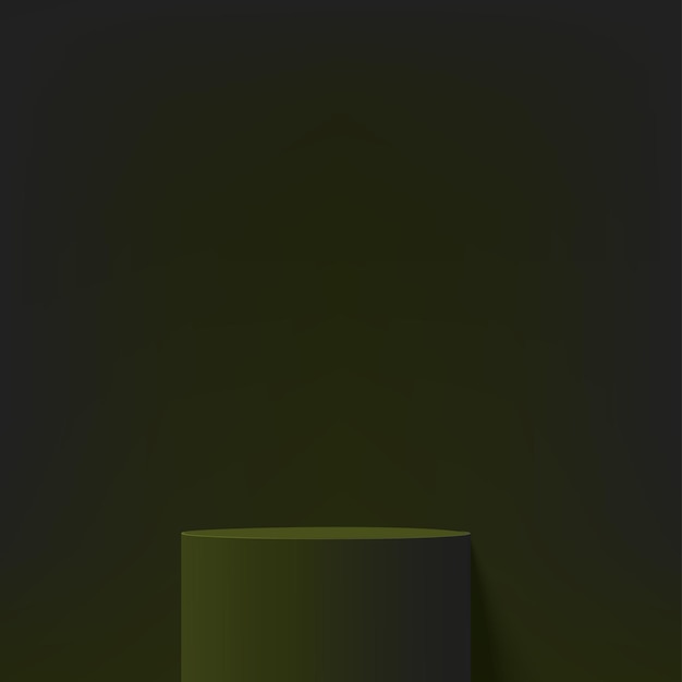 Podio de color verde oscuro 3d y escena de pared de color verde oscuro mínimo Fondo abstracto mínimo de podio 3d Ilustración vectorial