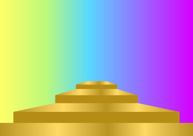 El podio dorado en el fondo del arco iris