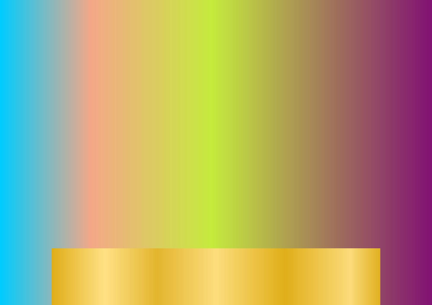 Podio dorado sobre un fondo colorido