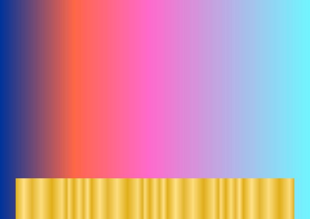 Podio dorado sobre un fondo colorido