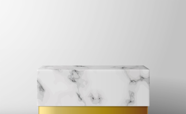 Vector podio de escaparate de caja de mármol