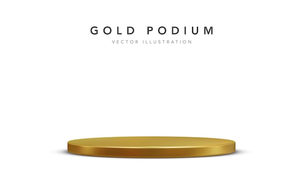 Podio de escenario dorado realista aislado en blanco