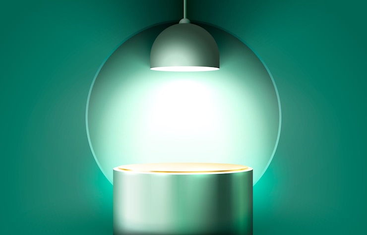 Vector podio de escenario con iluminación escena de podio de escenario con fondo de elemento de decoración de premios vector