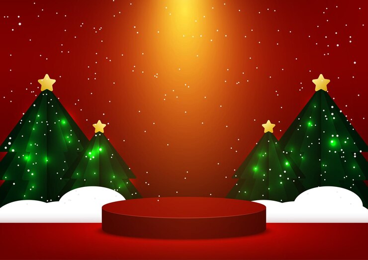 Vector podio de escenario navideño para exhibición de productos.