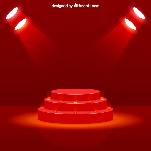 Podio de escenario realista con elegantes relámpagos