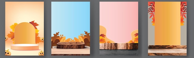podio etapa otoño temporada papel arte colorido para espectáculo banner venta vector