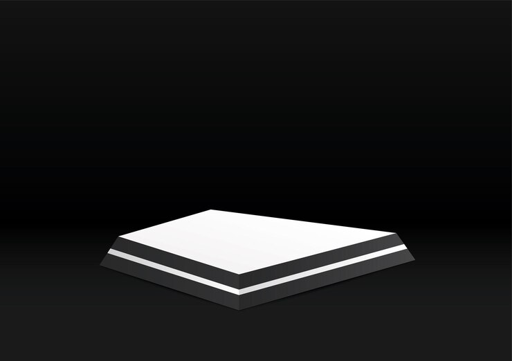 podio de exhibición geométrica abstracta negra fresca con vector de ilustración 3d de línea blanca