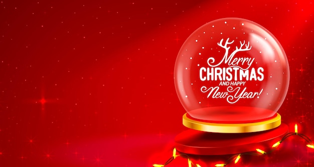 Podio feliz Navidad compras año nuevo banner Vector