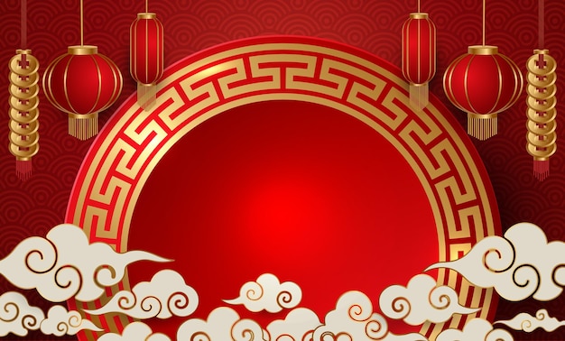 Vector podio y fondo para el año nuevo chinofestivales chinos