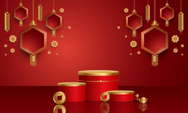 Podio y fondo para el año nuevo chinoFestivales chinos