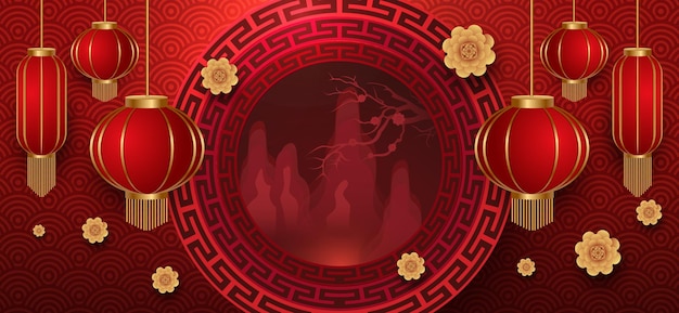 Podio y fondo para el año nuevo chinoFestivales chinos