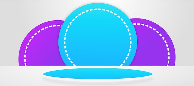 Podio geométrico azul púrpura para la colocación de productos con fondo circular y color editable