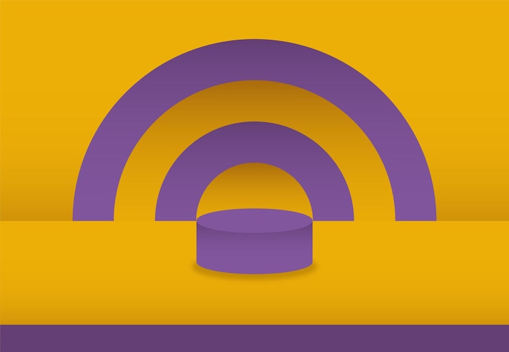 Vector podio de lujo podio morado y amarillo fondo abstracto sala de estudio de diseño de diseño gradiente suave para banner ilustración vectorial