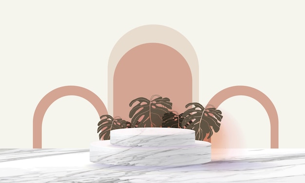 podio mármol rosa mínimo 3d vector natural blanco