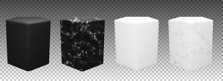 Vector podio de pentágono de mármol sobre fondo transparente pedestal de piedra vectorial para exhibición de productos