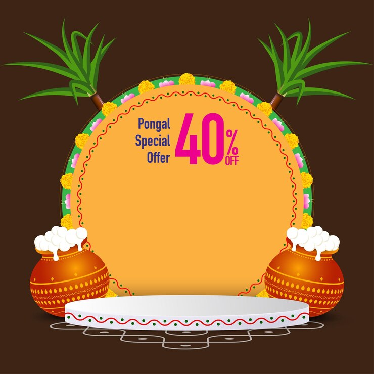 Vector podio de producto de oferta especial happy pongal