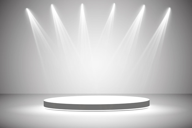 Podio redondo blanco. Pedestal. Escena. .