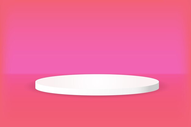 Podio redondo blanco sobre fondo rosa Ilustración vectorial para su diseño