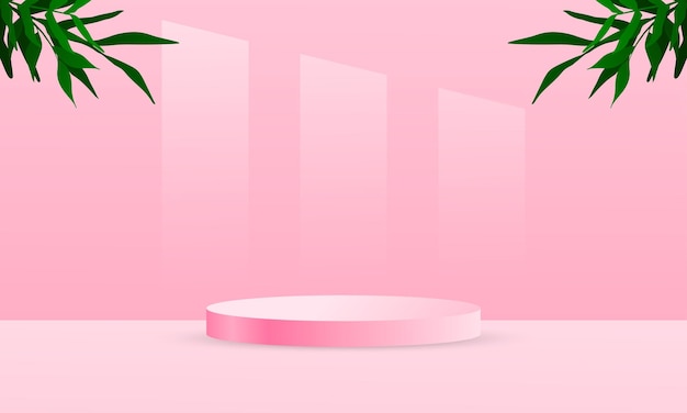 Vector podio rosa pastel para promoción de productos.