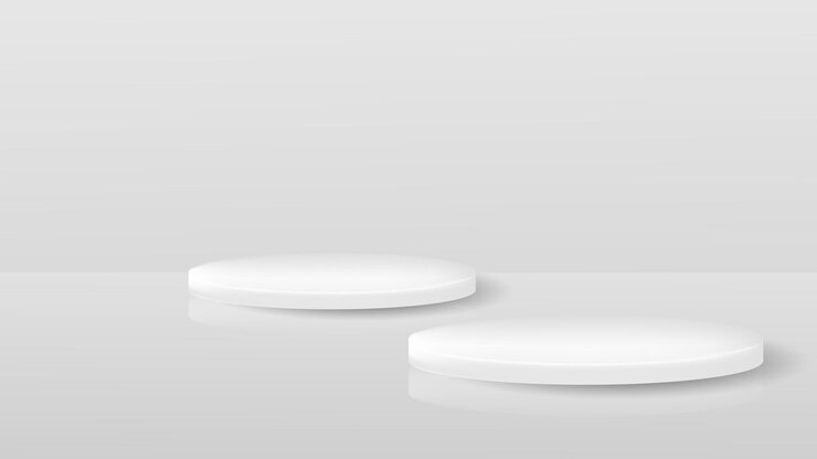 Vector podio vacío realista 3d en color blanco suave plantilla de fondo de podio en blanco para promoción de productos ilustración vectorial