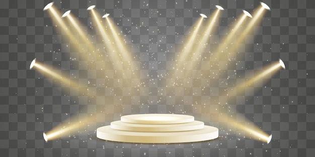 Podio vectorial 3D con focos png