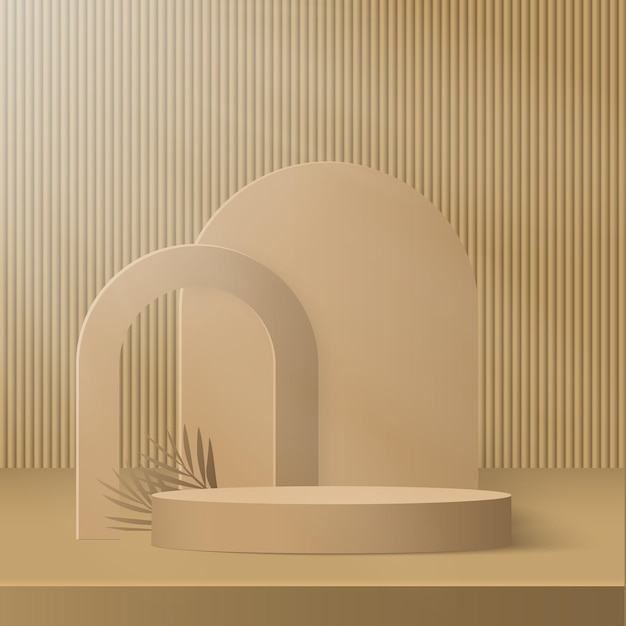Podium de color crema y escena de pared de color Crema mínimo Podium 3D de fondo mínimo abstracto Vector