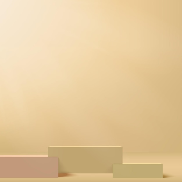 Podium de color crema y escena de pared de color Crema mínimo Podium 3D de fondo mínimo abstracto Vector
