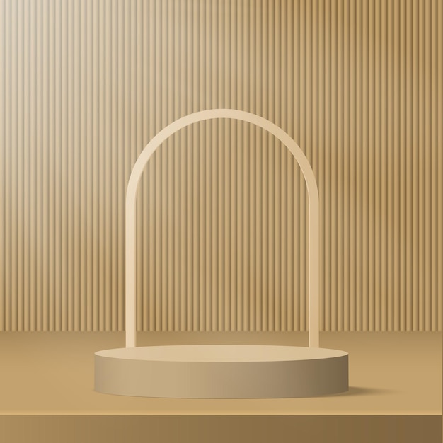 Podium de color crema y escena de pared de color Crema mínimo Podium 3D de fondo mínimo abstracto Vector