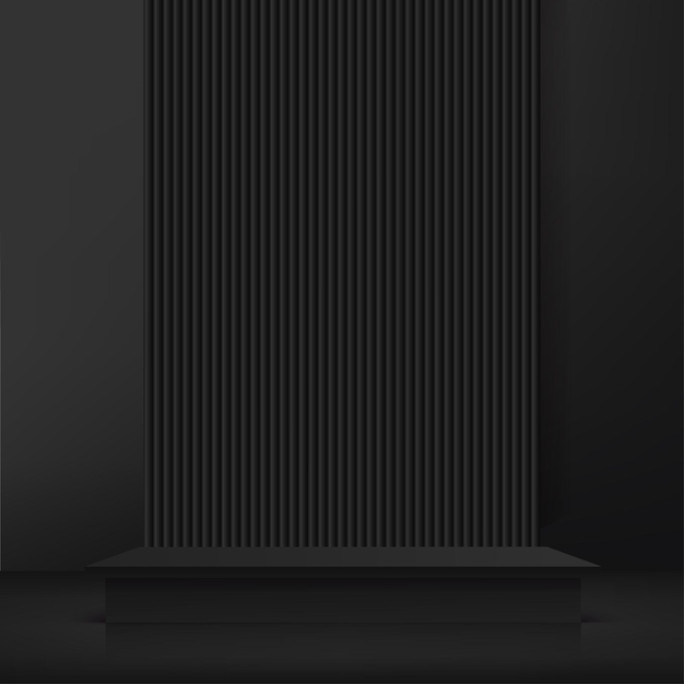 Vector podium de color negro 3d y color oro negro mínimo vector