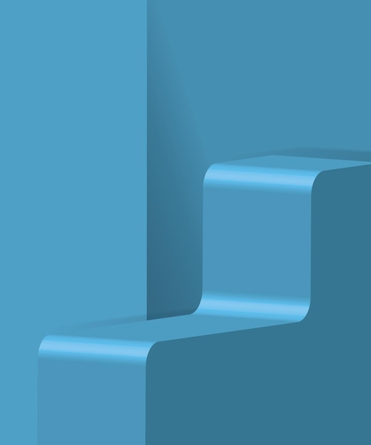 Podium de la escalera con fondo de color azul