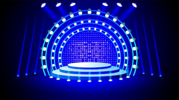 Podium del escenario con iluminación
