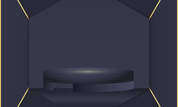 Podium de escenario con luz en una pantalla brillante Template vectorial de podium de fondo abstracto y brillante