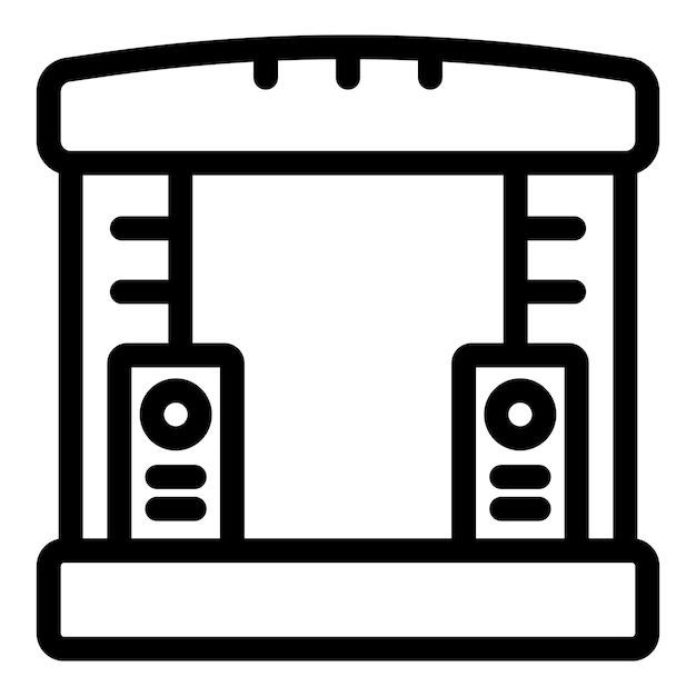 Podium de escenario con sistema de sonido e iluminación para un festival al aire libre